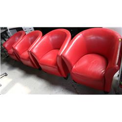 FOUR RED LEATHER OCCASIONAL CHAIRS