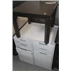Image 1 : TWO WHITE CABINETS WITH BLACK END TABLE
