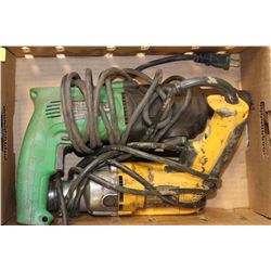 BOX WITH HITACHI DRILL & DEWALT DRILL