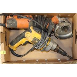 BOX WITH RIDGID GRINDER & DEWALT DRILL