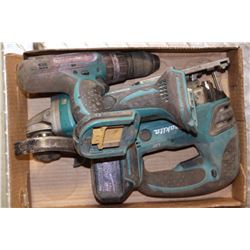 BOX WITH THREE MAKITA CORDLESS TOOLS