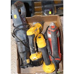 BOX WITH TWO DEWALT CORDLESS DRILLS, MASTERCRAFT
