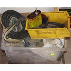BOX WITH SCREWS, GRINDING DISCS, & SLING