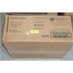 CASE OF 1,000 GREENWARE DOME LIDS WITH 1" HOLE
