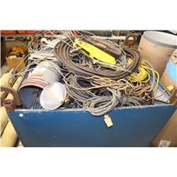 LARGE BLUE TOTE & CONTENTS INCLUDING ELECTRICAL