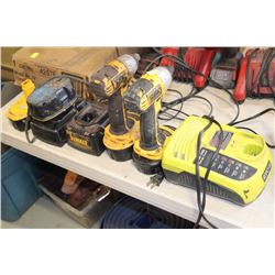 LOT OF TWO DEWALT CORDLESS IMPACT DRIVERS WITH