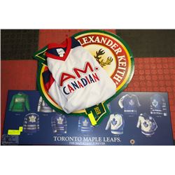HOCKEY LOT W/TORONTO MAPLE LEAFS JERSEY  WALL