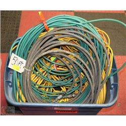 TOTE WITH AIR HOSES AND HEAVY DUTY EXTENSION CORD