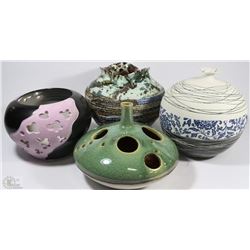 LOT OF 4 DECORATIVE VASES VARIOUS STYLES 23X22X21