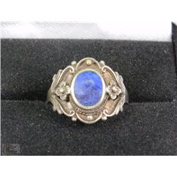 #4- 1920'S LAPIS LAZULI .925 SILVER RING SIZE 9