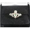 Image 1 : #7-IRISH CLADDAGH,EMERALD .925 SILVER RING SIZE