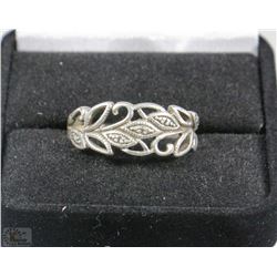 #16-VINTAGE .925 SILVER LEAF DESIGN RING SIZE 9.25