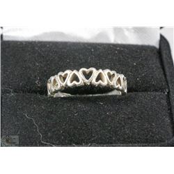 #18- .925 SILVER LOCKING HEARTS RING SIZE 9