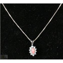 VINTAGE SILVER SMITHS PINK CORAL PENDANT W/