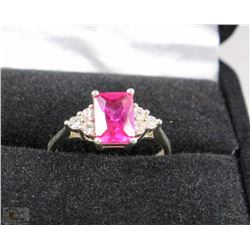 #24-.925 SILVER WITH PINK BIRTHSTONE SIZE 7