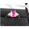 Image 1 : #24-.925 SILVER WITH PINK BIRTHSTONE SIZE 7