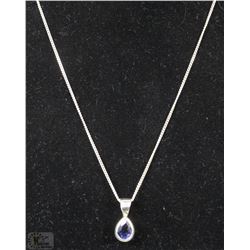 #28-VINTAGE ITALY .925 SAPPHIRE EARDROP PENDANT