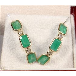#16-14K YELLOW GOLD EMERALD EARRINGS W/ COA