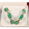 Image 1 : #16-14K YELLOW GOLD EMERALD EARRINGS W/ COA
