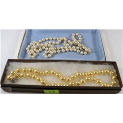 PAIR OF PEARL LOOKING NECKLACES ONE WITH MAGNETIC
