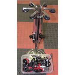 6 BOTTLE WHISKEY STAND WITH 12 ACCESSORIES