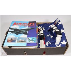 LOT WITH AMERICAN FLAG BACK PACK & AIRCRAFT OF THE