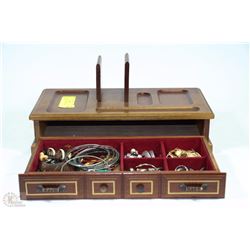 JEWELLERY BOX (BROWN) WITH CONTENTS