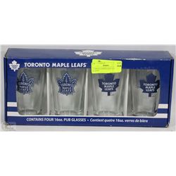 4 TORONTO MAPLE LEAF 16 OZ. PUB GLASSES