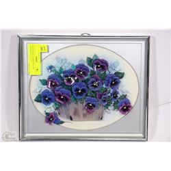 HAND MADE FLORAL PICTURE PAPER TOLE  9"X 11"