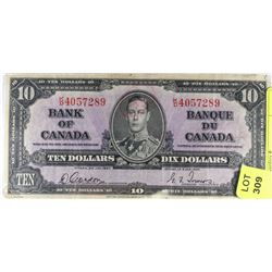 1937 CANADIAN TEN DOLLAR BANKNOTE
