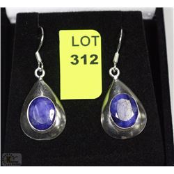 #18-STERLING SILVER NATURAL SAPPHIRE EARRINGS