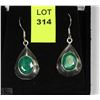 Image 1 : #20-STERLING SILVER NATURAL EMERALD EARRINGS