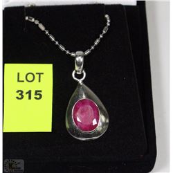 #15-STERLING SILVER NATURAL RUBY PENDANT