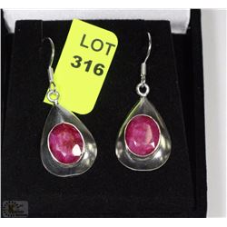 #16-STERLING SILVER NATURAL RUBY EARRINGS