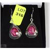 Image 1 : #16-STERLING SILVER NATURAL RUBY EARRINGS