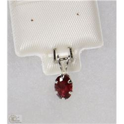 STERLING SILVER 5MM X 7 MM GARNET PENDANT