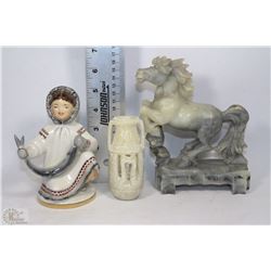 FLAT WITH SOAPSTONE CARVED HORSE, COLLECTOR
