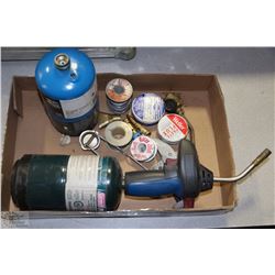 LOT OF MISC ITEMS, PROPANE TORCH, PROPANE, SOLDER