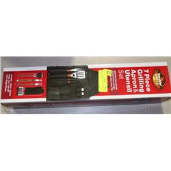 NEW 7-PC BBQ GRILLING, APRON & UTENSIL SET