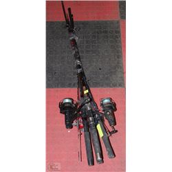 LOT OF 4 FISHING RODS AND REELS INCL SHIMANO,DAIWA