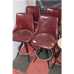 SET OF 4 BAR STOOLS ON CHOICE : RED VINYL
