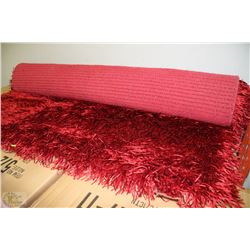 RED SHAG STYLE AREA RUG CARPET