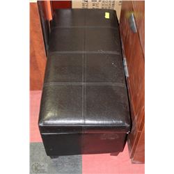 BROWN LEATHERETTE STORAGE OTTOMAN