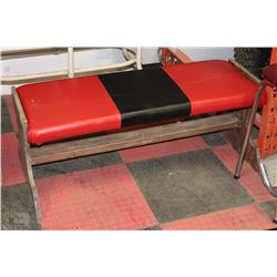 BLACK & RED LEATHER ENTRY BENCH