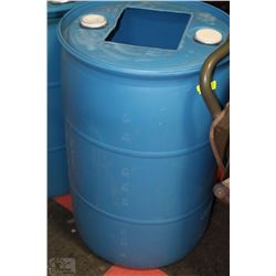 LARGE BLUE PLASTIC RAIN BARREL 35"X23" WIDE