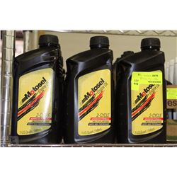 THREE 946ML BOTTLES OF MOTOSEL 2-CYCLE ENGINE OIL
