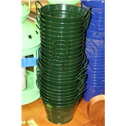 LOT OF 24 GREEN STEEL PLANT POTS