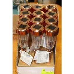 LOT OF 12 COPPER COLOR SOLAR GARDEN LIGHTS