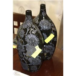 SET OF 2 BLACK DECORATIVE VASES