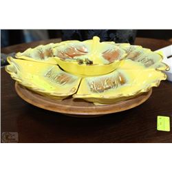 VINTAGE SERVINGWARE ON LAZY SUSAN W/SPOONS